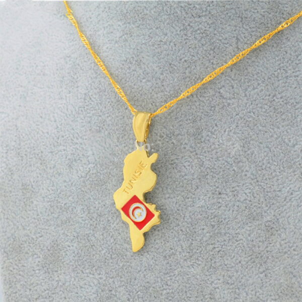 Tunisia Pendant Necklace - Gold Map Of Tunisia Gold Jewellery Tunisie Flag Pendant Necklace Tunisienne Chain