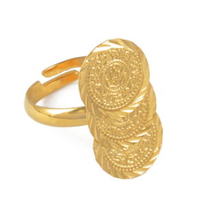 Gold Coin Ring - Arab Gold Coin Ring African Middle Eastern Muslim Islamic Traditional Ring