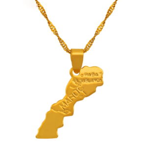 Moroccan Necklace - Moroccan Necklace Gold Country Map Of Morocco Pendant Maroc Jewelry