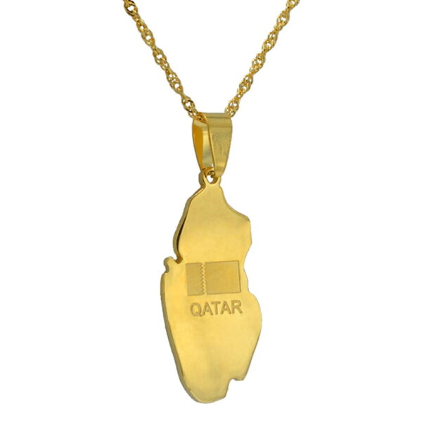 Qatar Necklace - Qatar Necklace Gold Country Map Of Qatar Flag Pendant Jewelry