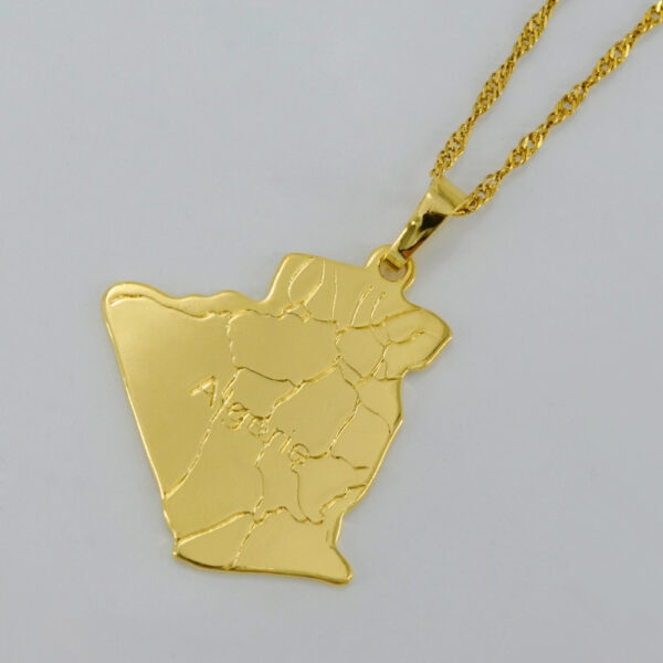 Algerian Necklace - Algeria Necklace Gold Country Map Of Algerian Pendant Jewelry