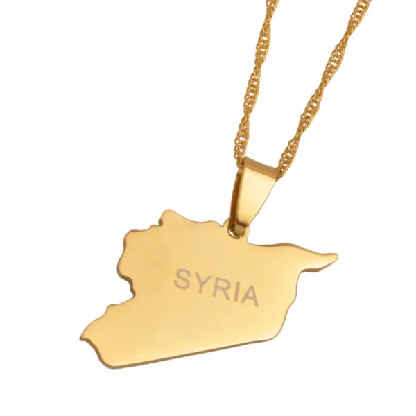 Syria Map Necklace - Gold Country Map Of Syria Necklace Syrian Pendant Jewelry