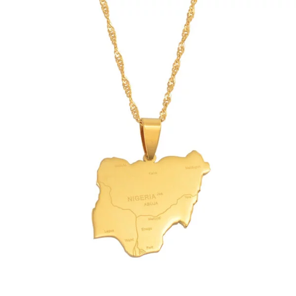 Nigerian Necklaces - Nigerian Necklace Gold Country Map Of Nigeria Pendant Jewelry