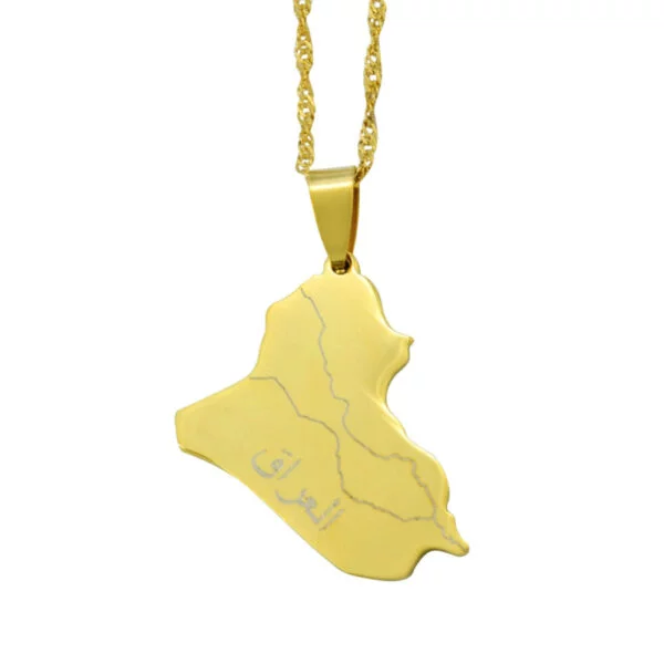 Iraq Necklace - Iraq Necklace Gold Country Map Of Iraqi Pendant Jewelry