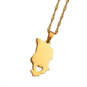 Chad Necklace - Gold Country Map Of Chad Necklace Tchad Pendant Jewelry