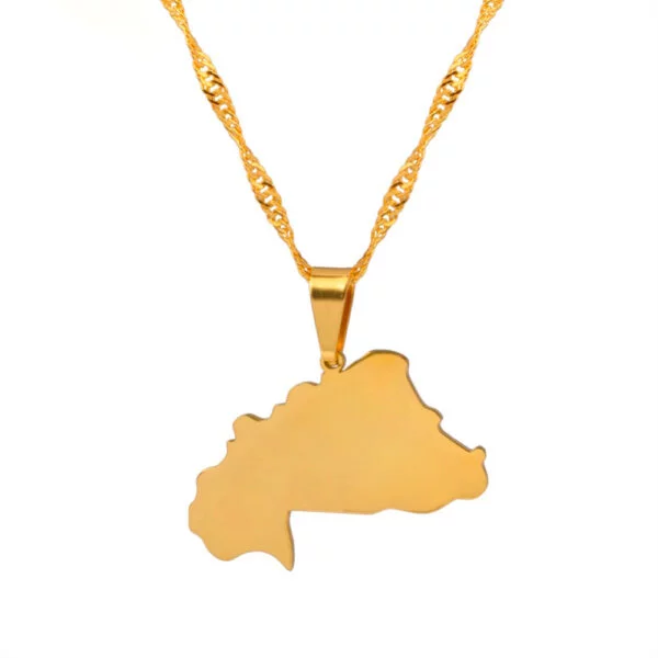 Burkina Faso Necklace - Gold Country Map Of Burkina Faso Necklace Burkina Faso Pendant Jewelry
