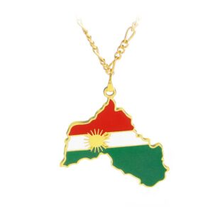 Kurdistan Necklace - Kurdistan Necklace Kurdish Flag Map Pendant Kurd Jewelry