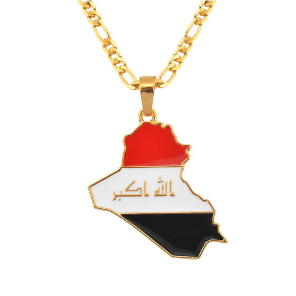 Iraqi Flag Necklace - Iraqi Flag Necklace Country Map Of Iraq Pendant Jewelry