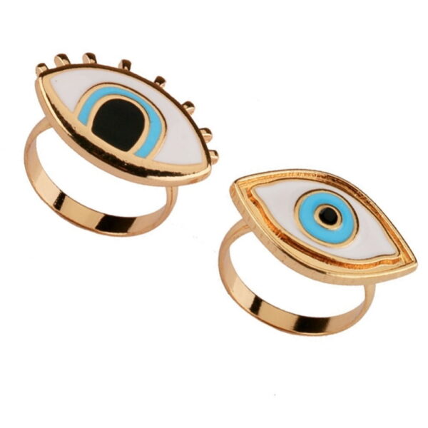 Gold Evil Eye Ring - Gold Turkish Evil Eye Ring Blue Evil Eye Protection Talisman Ring