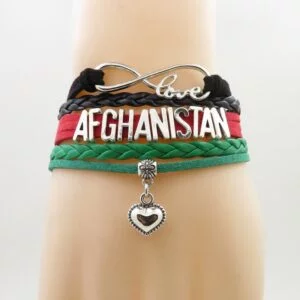 Afghan Bracelet - Afghanistan Bracelet Infinity Love Heart Afghan Flag Bracelet