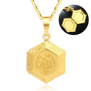 Muslim Locket Necklace - Gold Muslim Locket Necklace Islamic Photo Necklace Allah Symbol Necklace