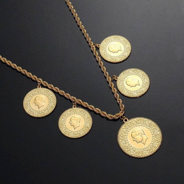 Arab Coin Necklace - Muslim Arab Coin Necklace Middle Eastern Necklace Islamic African Lucky Gold Coin Necklace