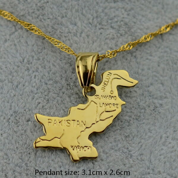 Pakistan Necklace - Gold Pakistani Necklace Pakistan Country Map Pendant Jewelry