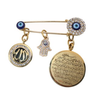 Evil Eye Pin - Turkish Evil Eye Pin Islamic Ayatul Kursi Pin Hamsa Hand Of Fatima Pin Muslim Baby Pin