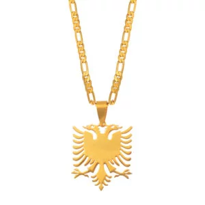 Gold Albanian Eagle Necklace - Gold Albanian Eagle Necklace Albania Symbol Pendant Jewelry